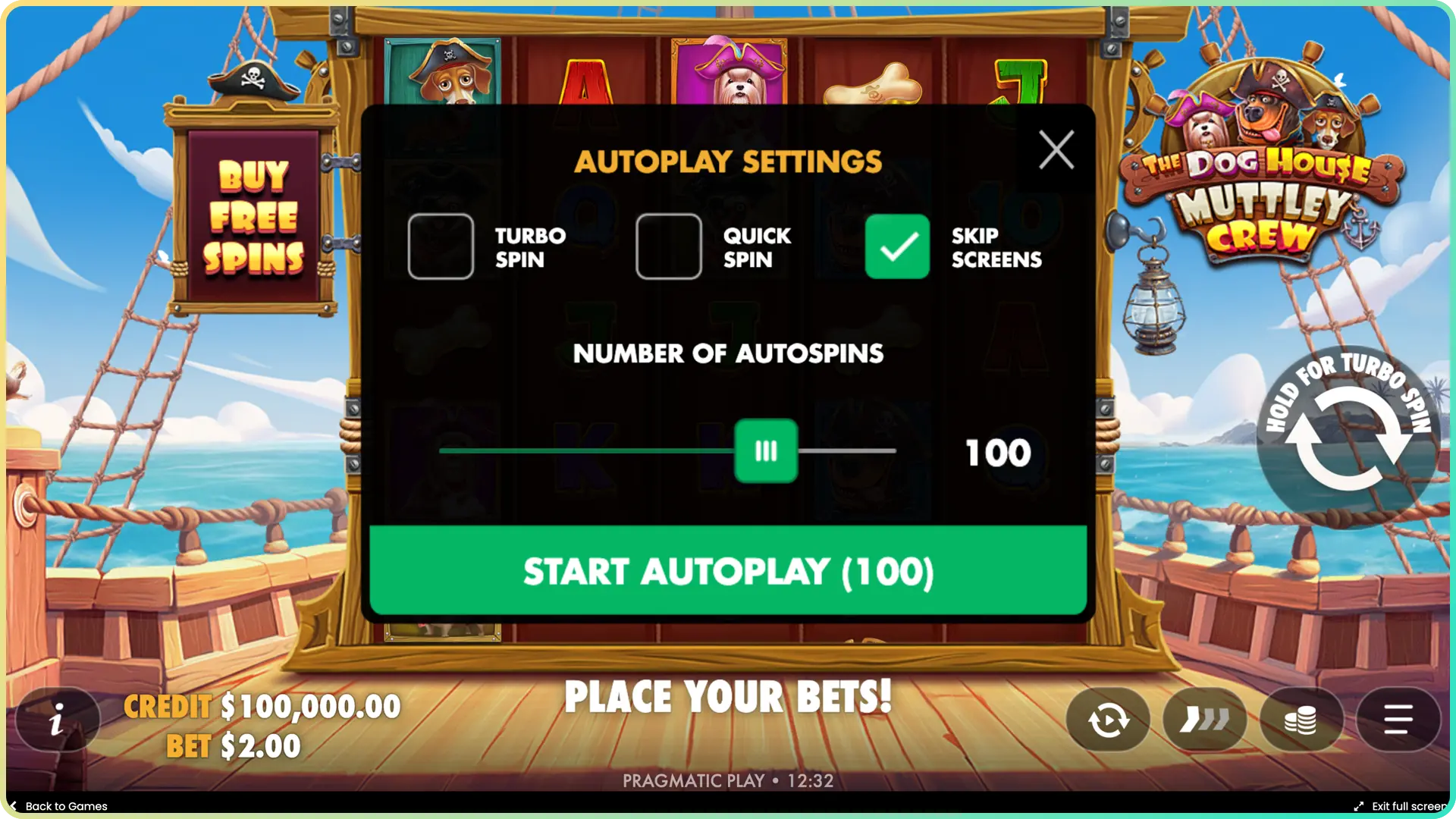 Use autoplay in Dog House Muttley Crew for continuous spins.